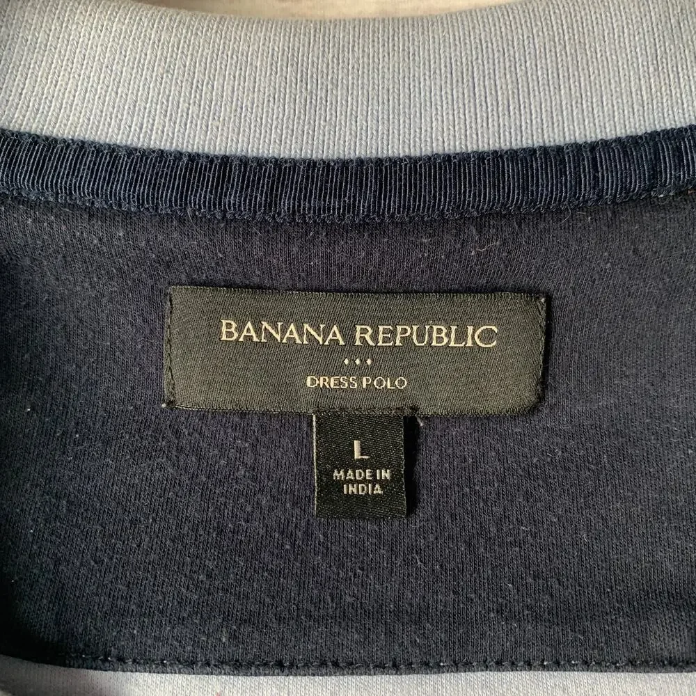 Banana Republic Men's Light Blue Polka Dot Polo Shirt Short Sleeves Size Large